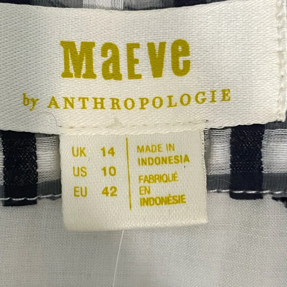 NWT  Anthropologie‎  Maeve Plaid Mini Retro Sundress Blk/White Size 10. Rt $170